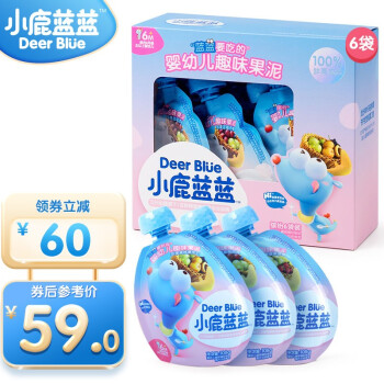 小鹿蓝蓝 婴幼儿趣味果泥108g*6袋